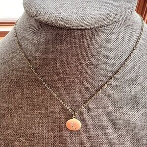 🍭6/$30 Gold tone rhinestone studded L initial pendant delicate necklace